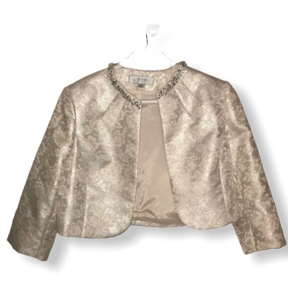 Tahari champagne gold embellished jacket 12 NWT - Picture 1 of 12